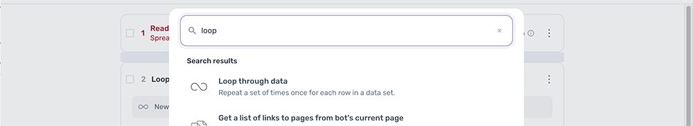 Add a loop through data step from Axiom.ai's step finder