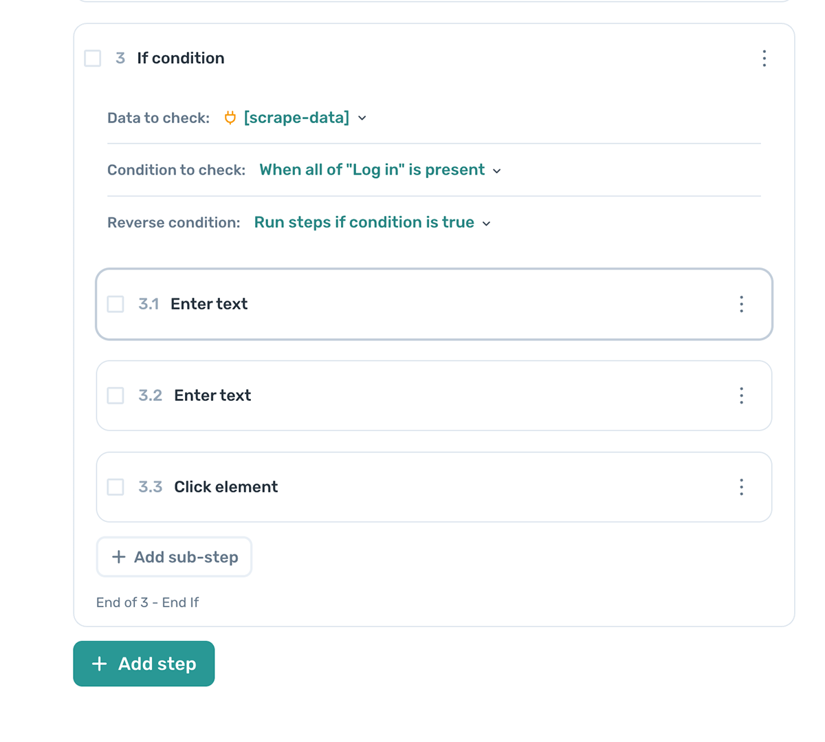 axiom.ai - if condition check for value add login steps