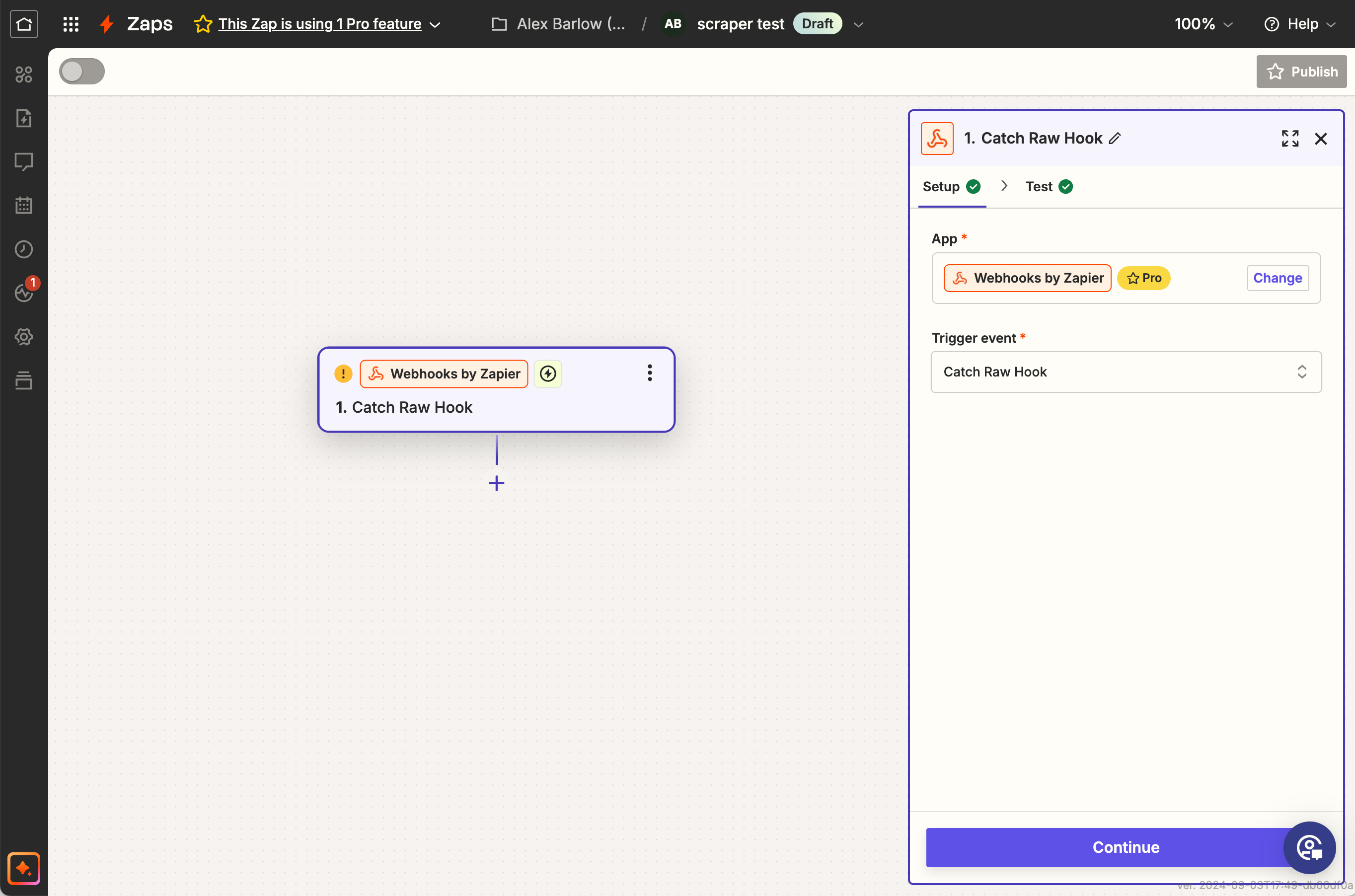 Configure the webhook by Zapier step