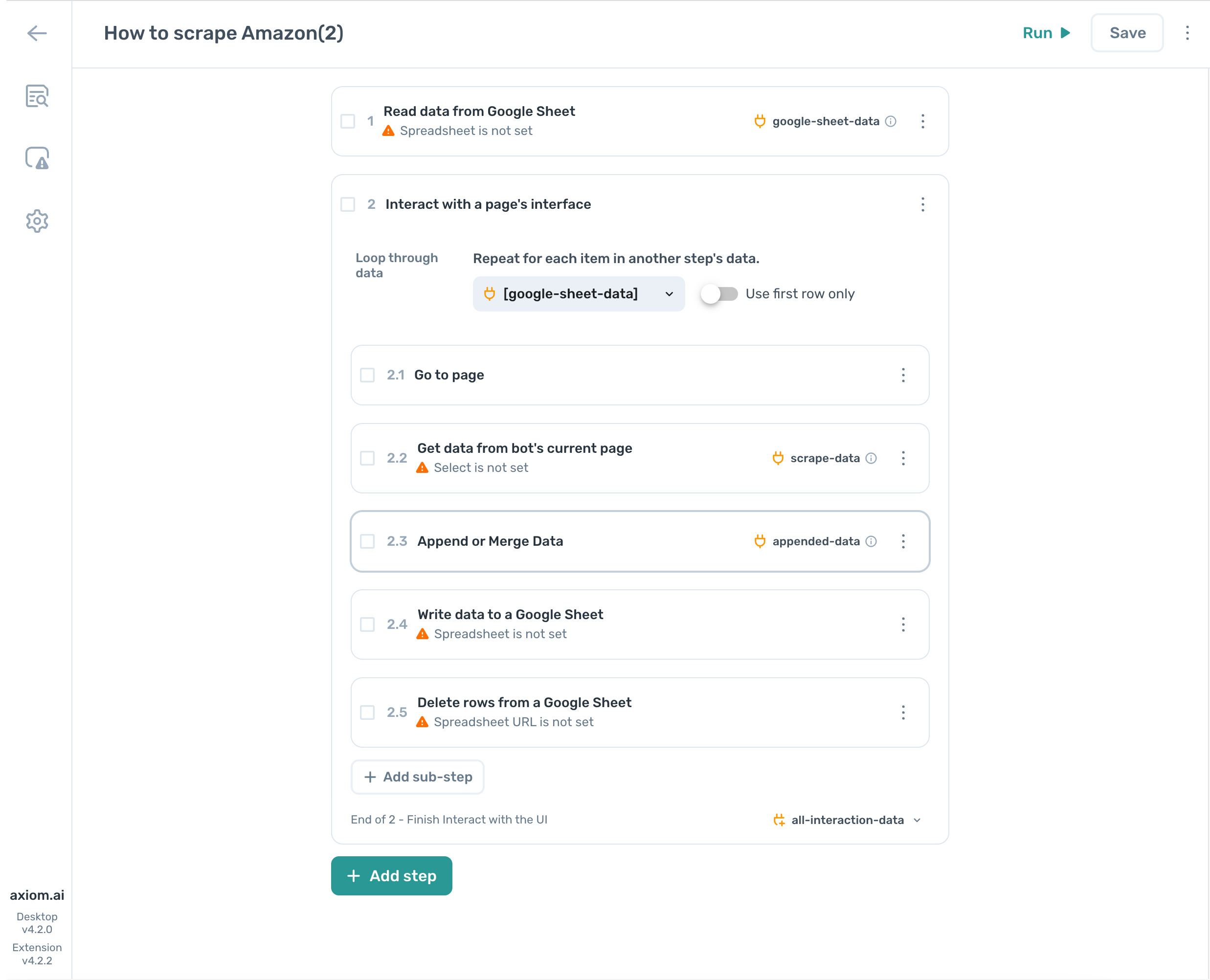 axiom.ai's no-code bot builder