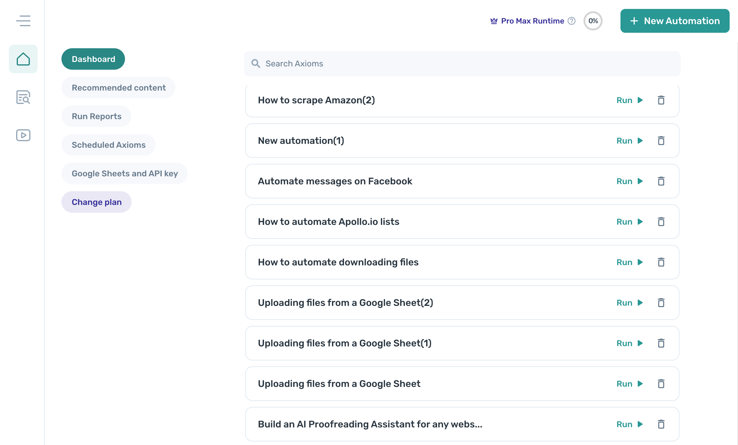 axiom.ai's dashboard