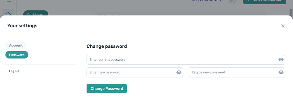 axiom.ai's account change password