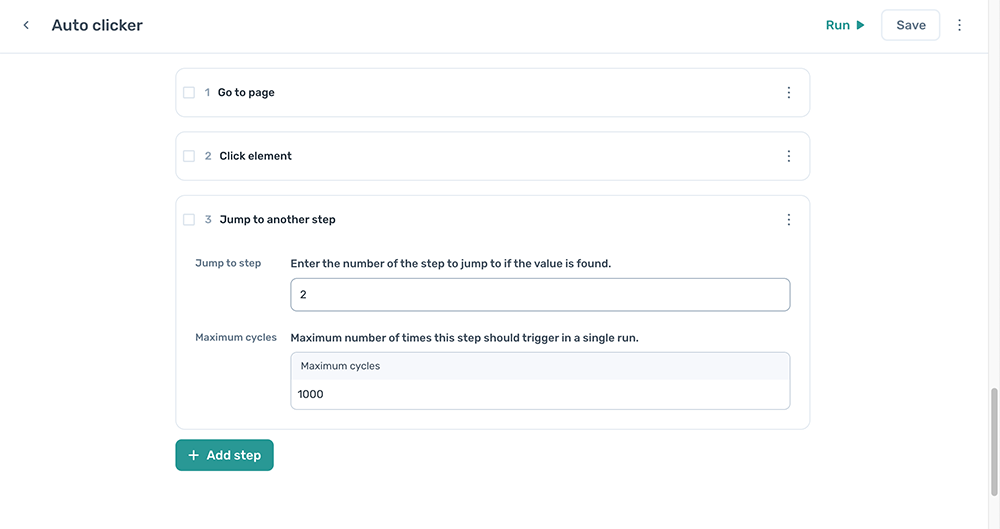 axiom.ai adding a jump step step