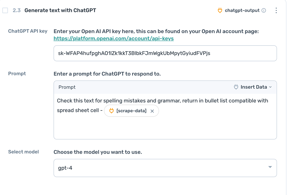 axiom.ai set up ChatGPt step