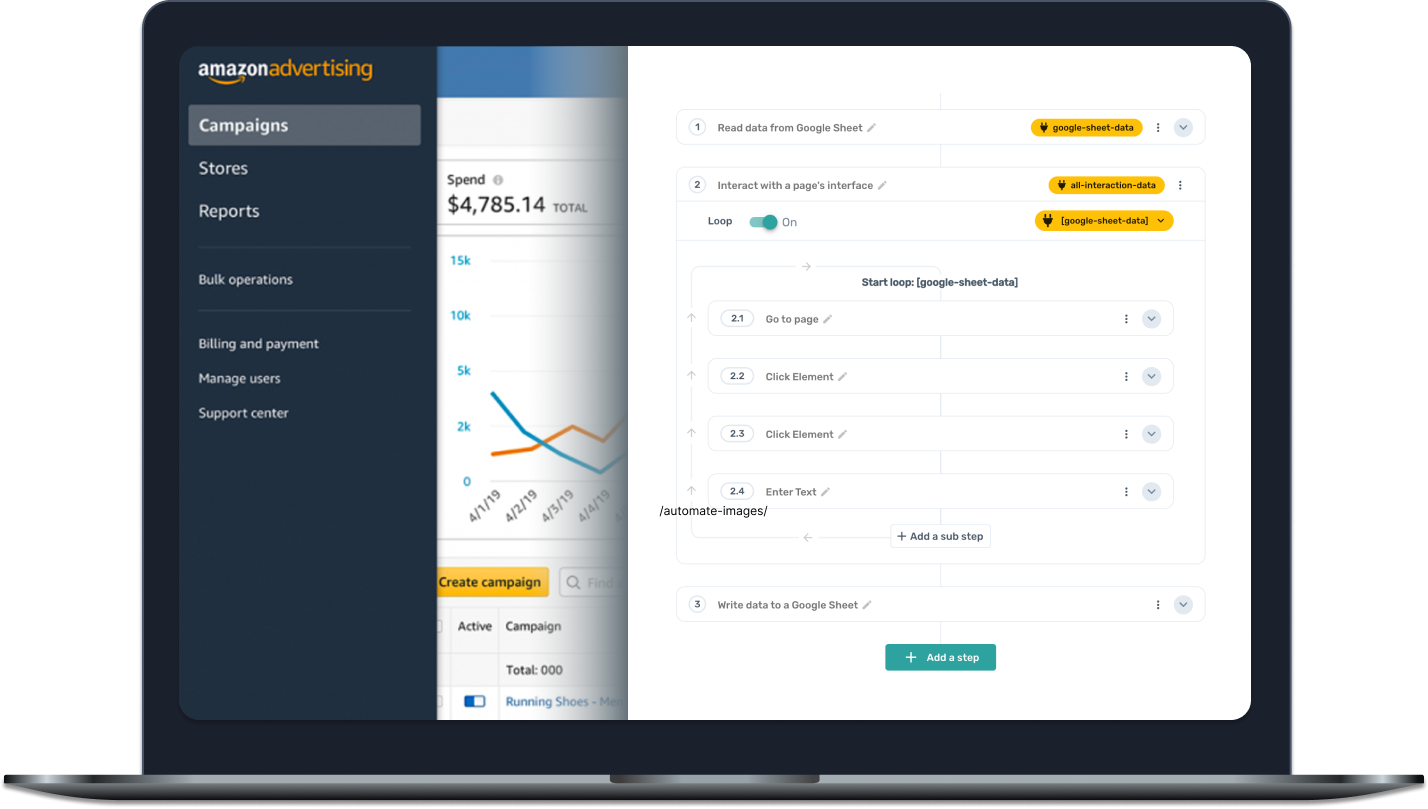 Axiom.ai automating amazon ads