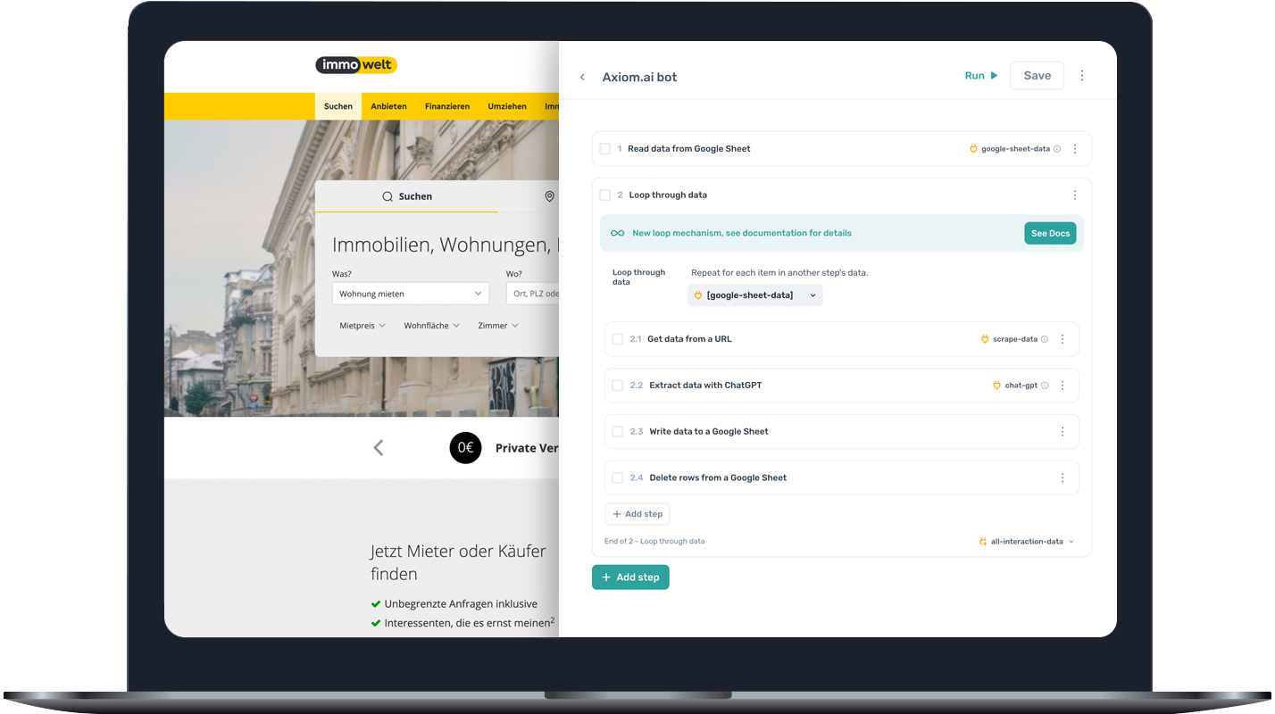 scrape immowelt.de for property data with axiom.ai