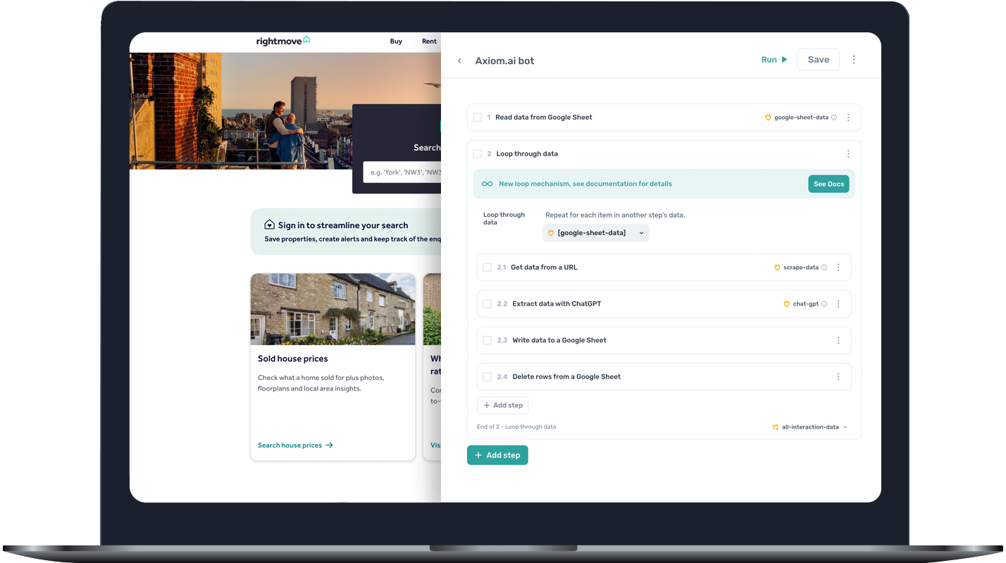 scrape rightmove with a no-code bot from axiom.ai