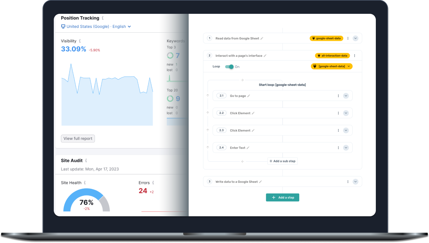 scrape data from semrush webapp