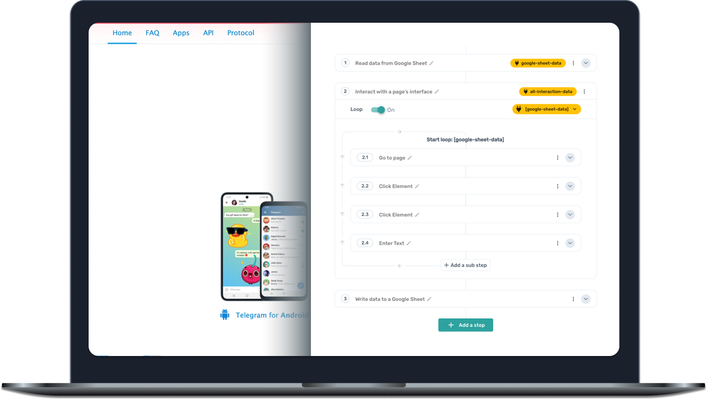 scrape data from telegrams web app