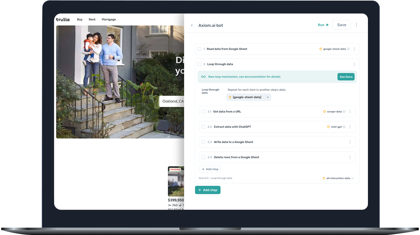 scrape property data from trulia with axiom.ai