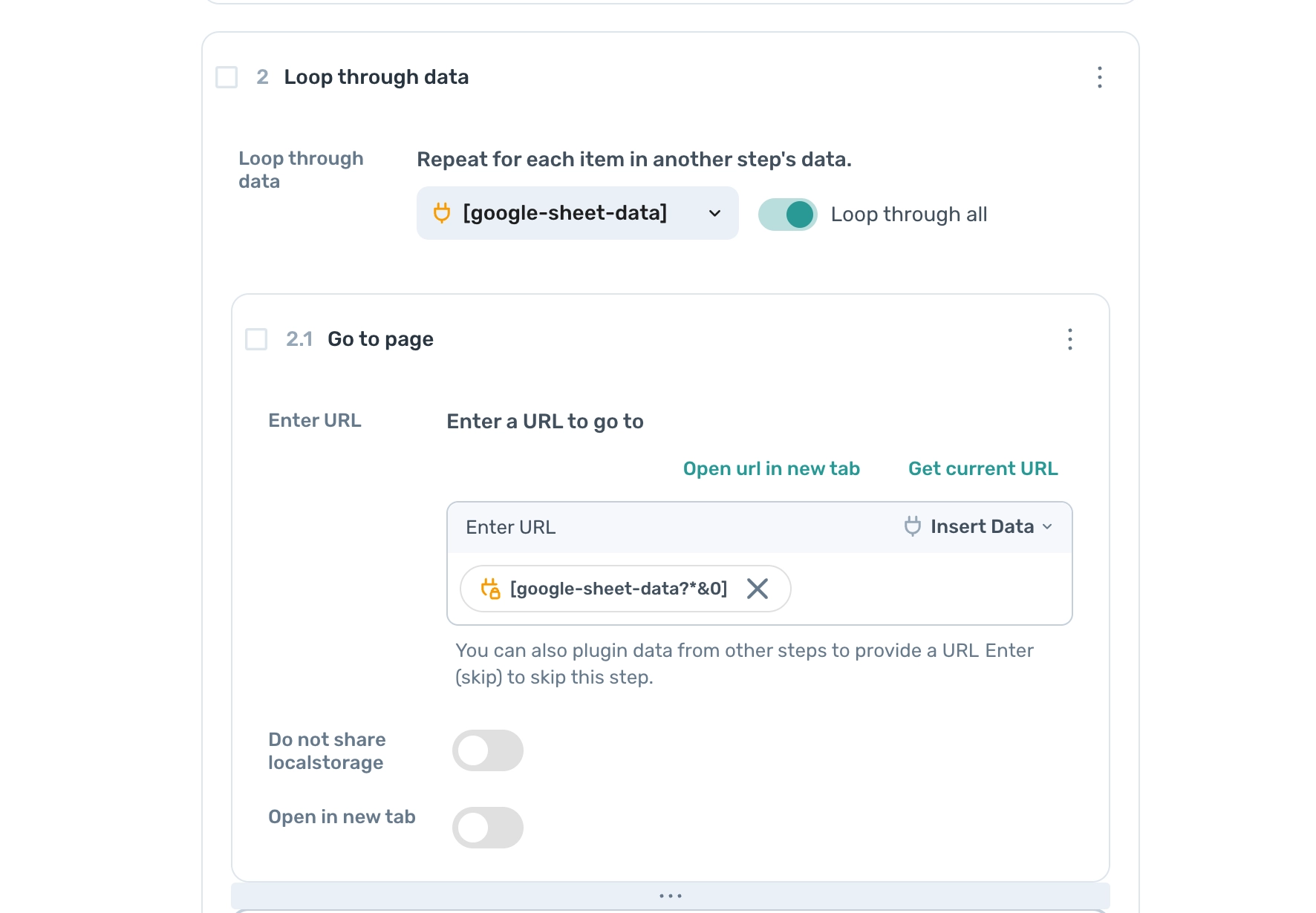 Axiom.ai using the loop step to enter multiple search terms in the Google Transparency Report page